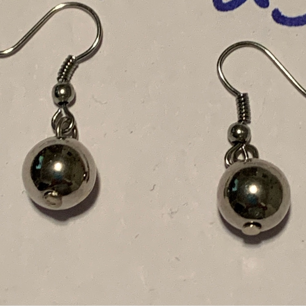 Silver Ball Drop Earrings